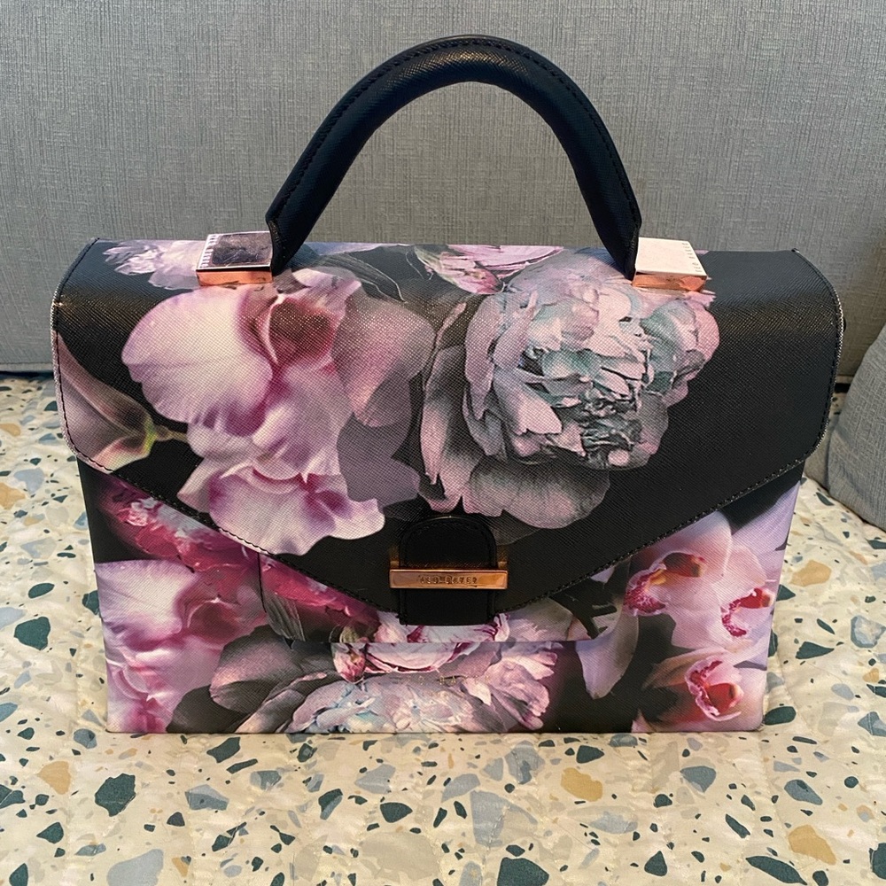 Ted Baker London Black and Pink Floral Satchel
